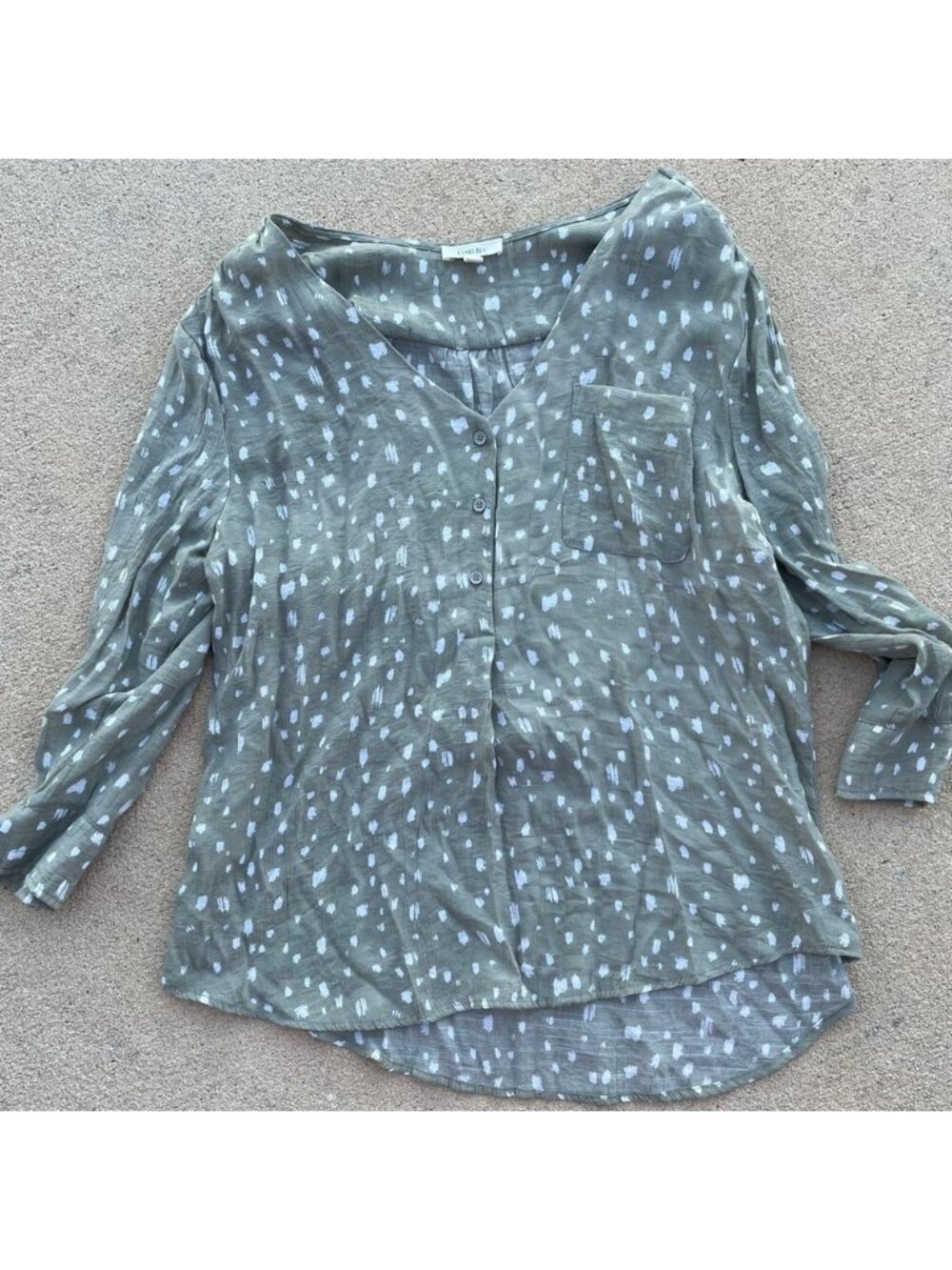 Como Blu Women's Sage Green and White Patterned Top Size XL